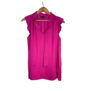 Banana Republic PINK Tie Neck Ruffle Sleeveless Top SMALL